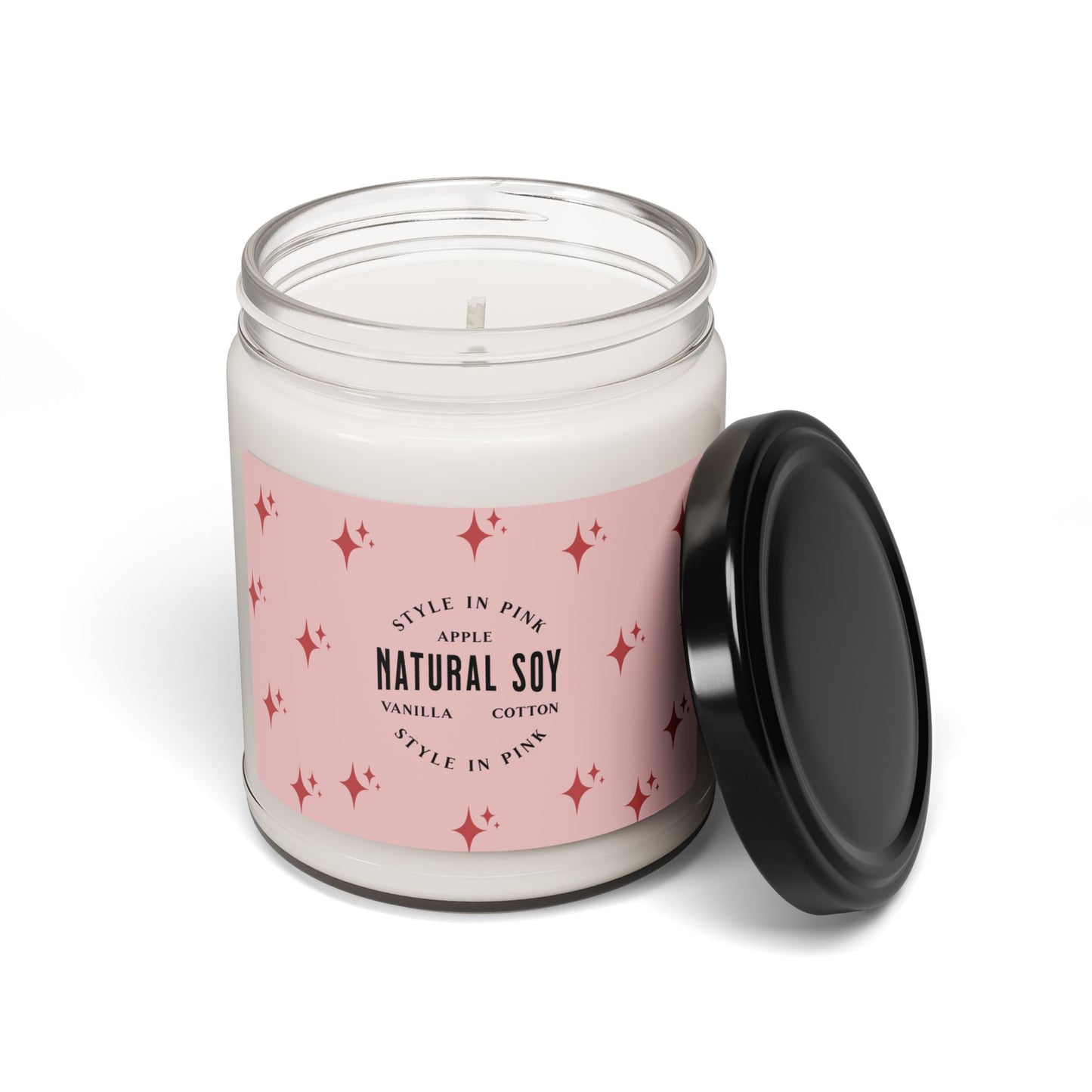 Natural Soy Candle - Apple Vanilla Cotton Scent, 9oz | Cozy Home Décor