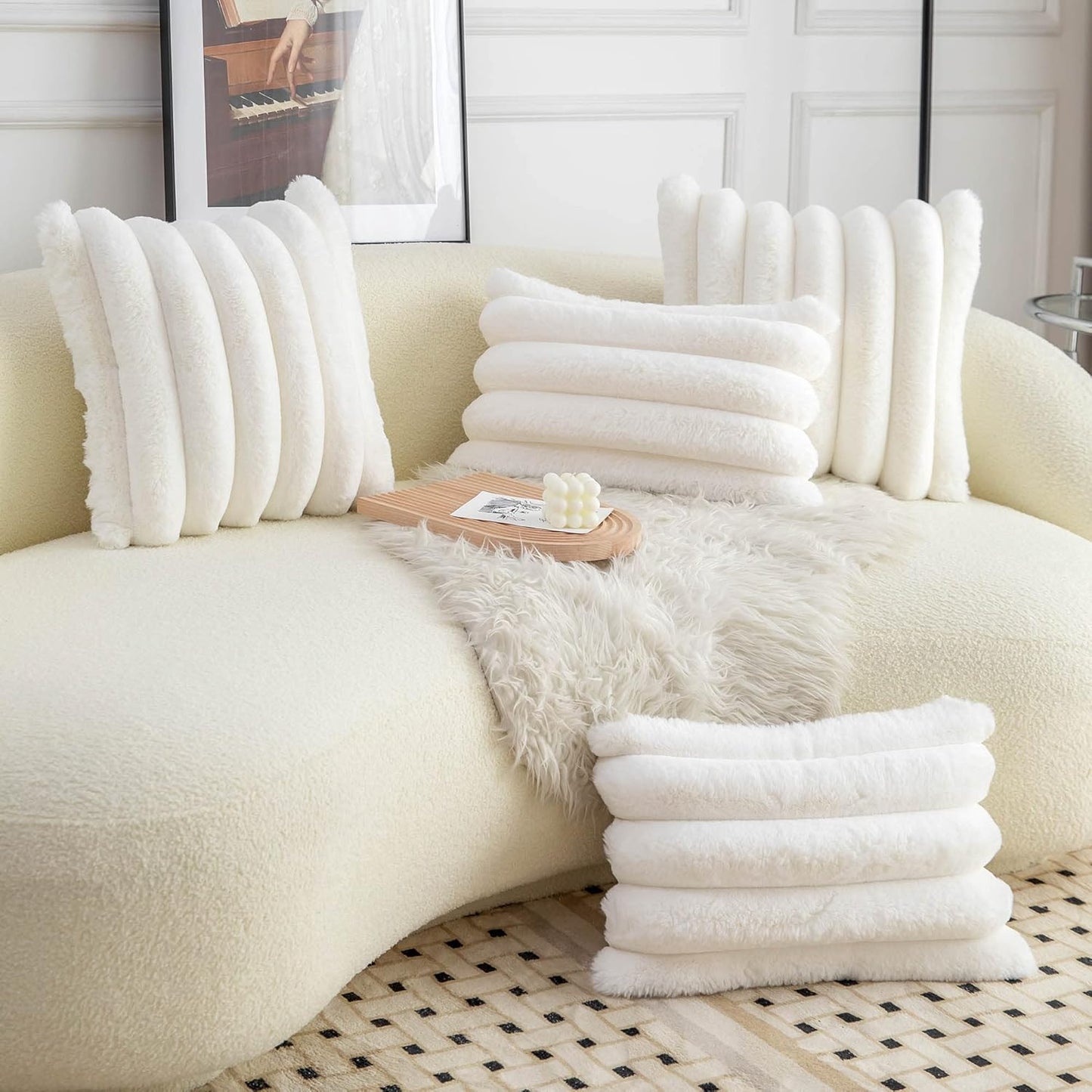 Best-Selling Luxurious Faux Fur Pillow Covers – Ultra-Soft Velvet, Cozy & Stylish 18x18” Set of 2 for Sofa & Home Décor 